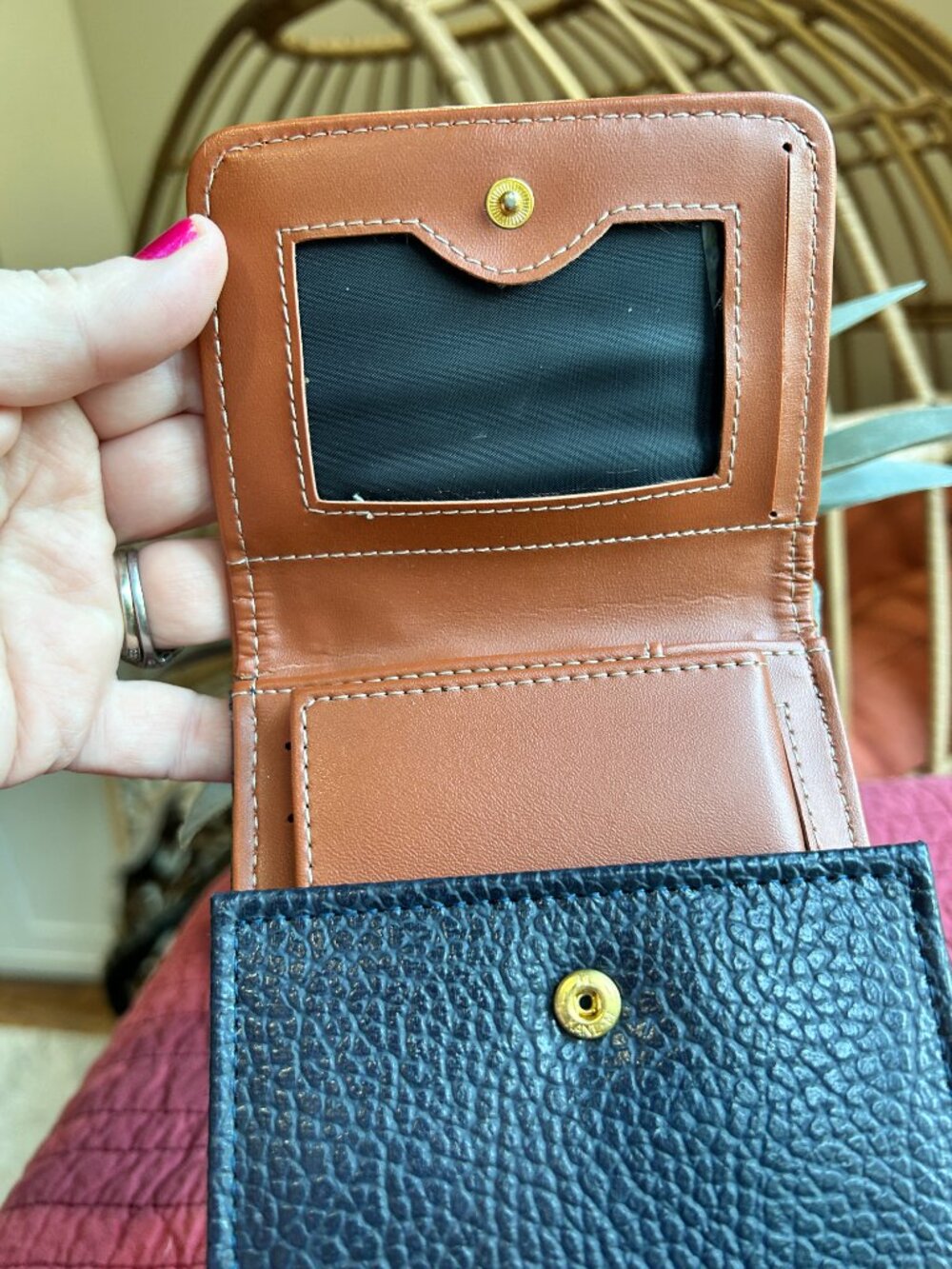 👜 Dooney & Bourke Pebbled Leather Crossbody | Navy + Tan Trim - Picture 10 of 13